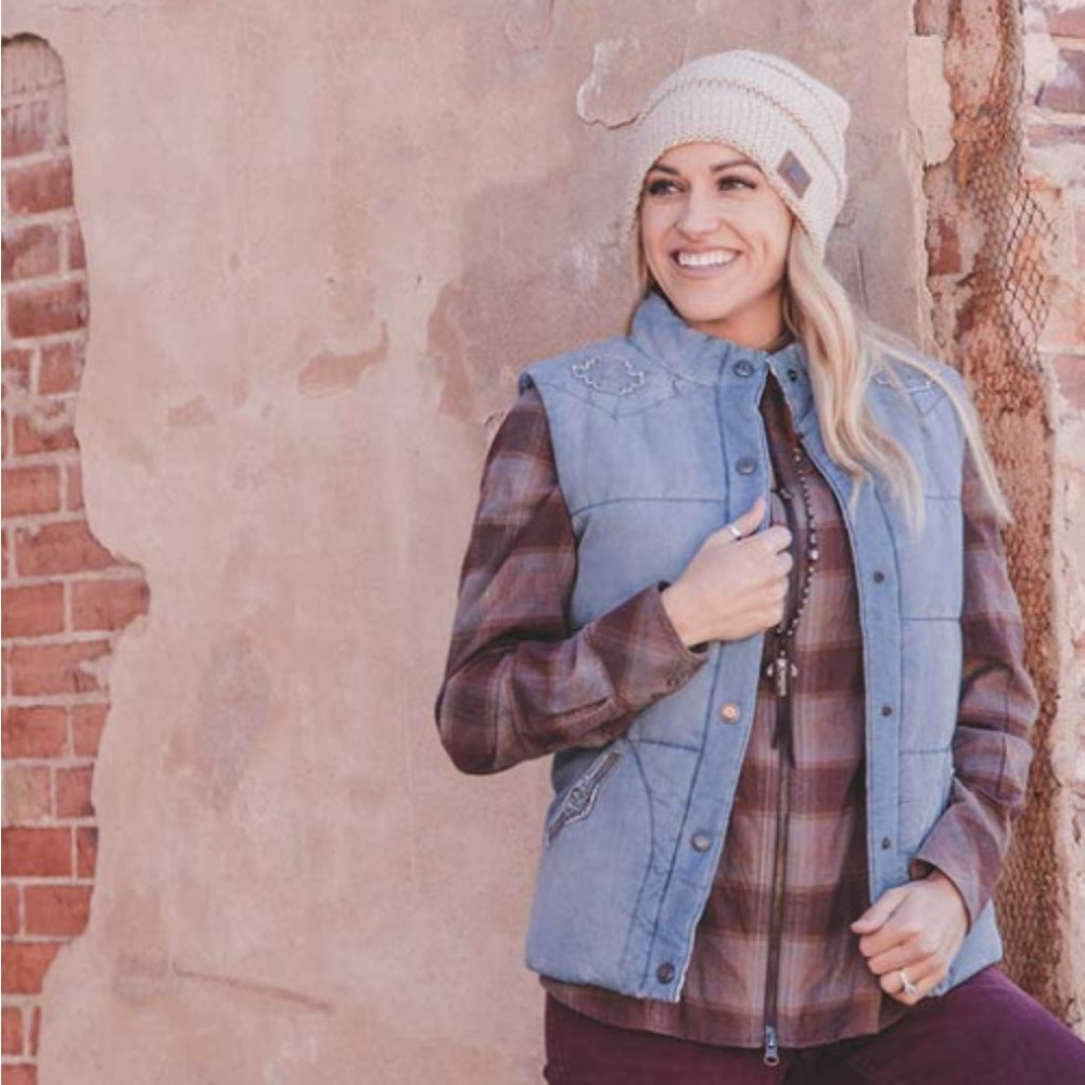 STS Ranchwear Mesa Denim Vest with Aztec Embroidery XS